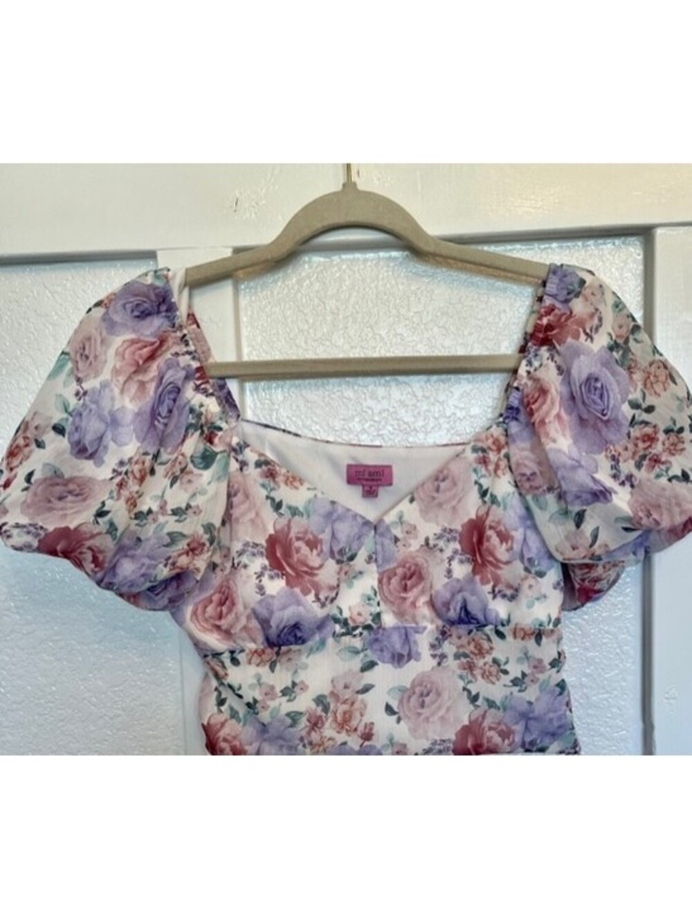 Mi Ami By Francesca's Floral Puff Sleeve Crop Top. Size S.